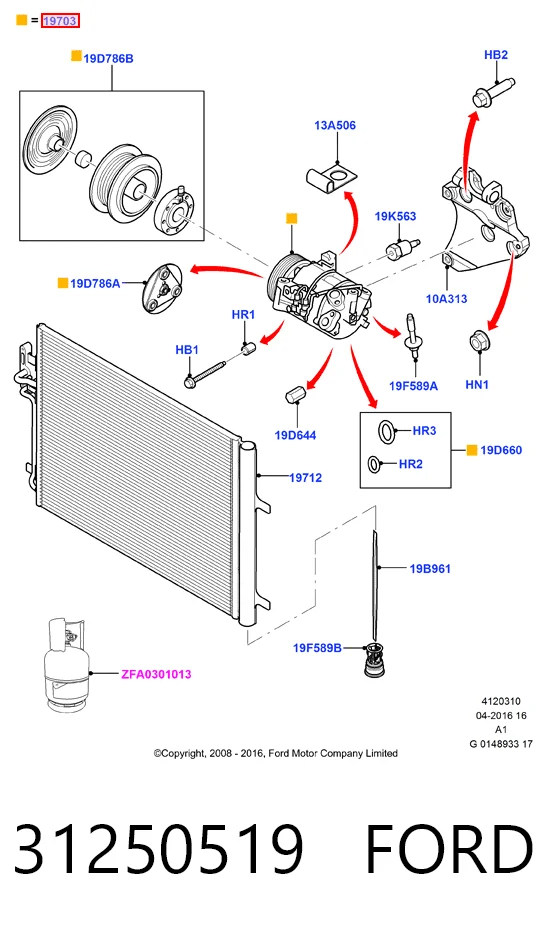 31250519 Ford Compressor de aparelho de ar condicionado