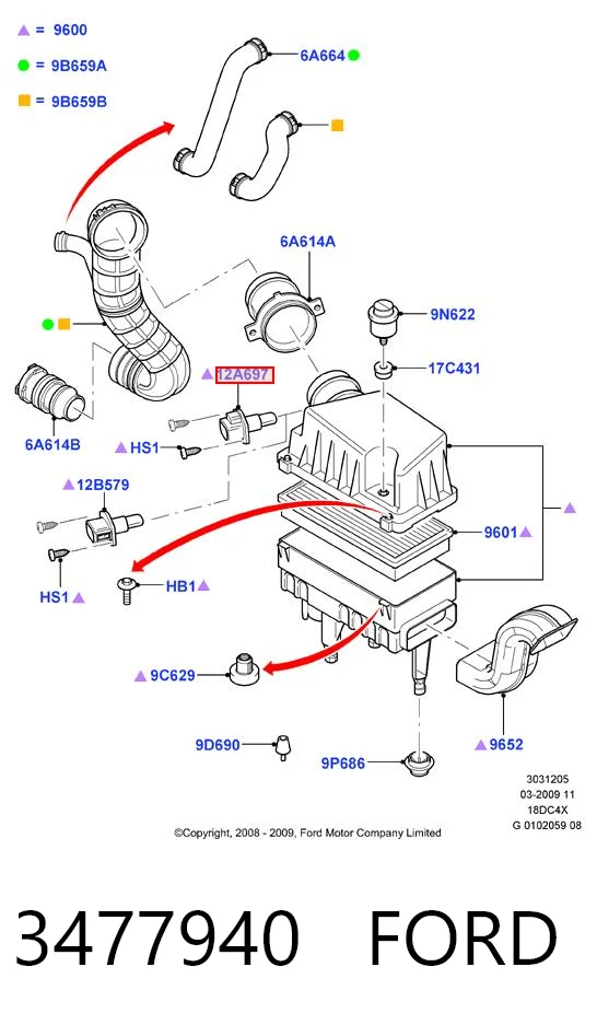 3477940 Ford Sensor de temperatura da mistura de ar