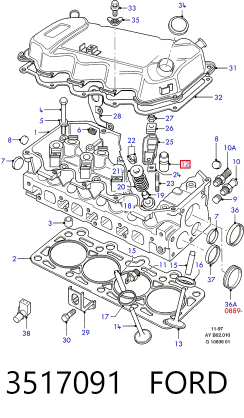 Compensador hidrâulico (empurrador hidrâulico), empurrador de válvulas Ford Escort IV ALF