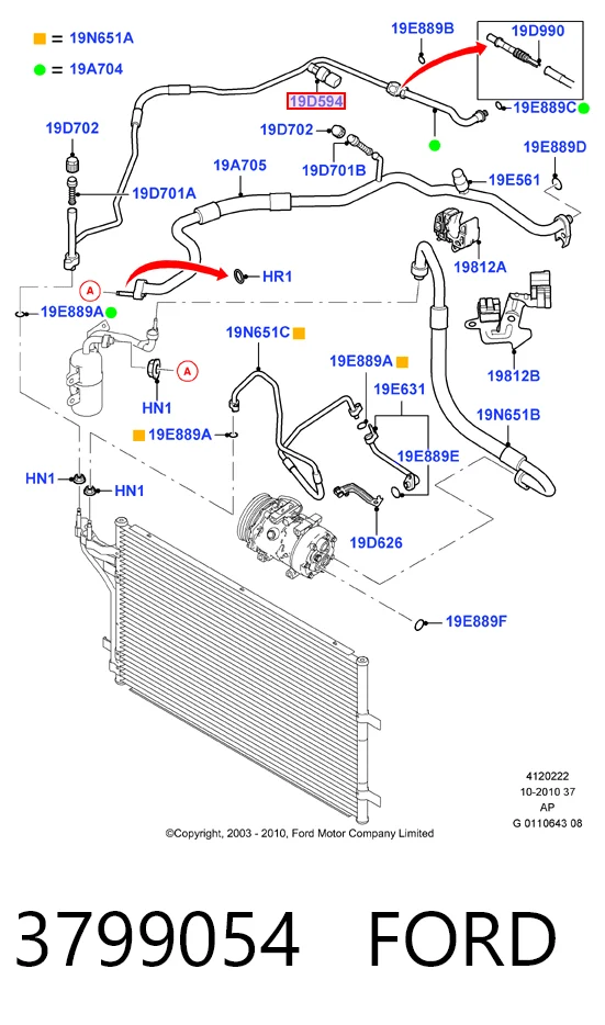 3799054 Ford Sensor de pressão absoluta de aparelho de ar condicionado
