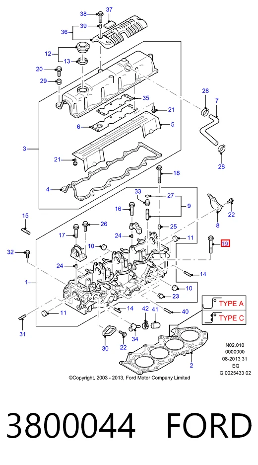 Parafuso de cabeça de motor (CBC) WL5110136B Mazda