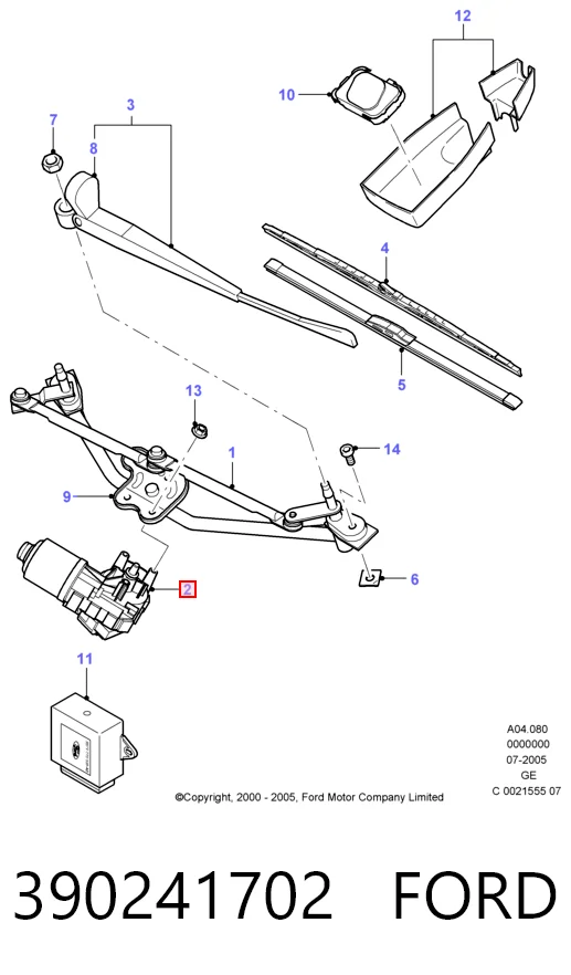  Motor de limpador pára-brisas do pára-brisas Ford Mondeo III sedan (B4Y) (2000 - 2007) III