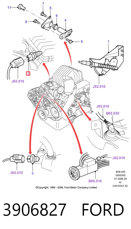 3906827 Ford Sensor de temperatura da mistura de ar