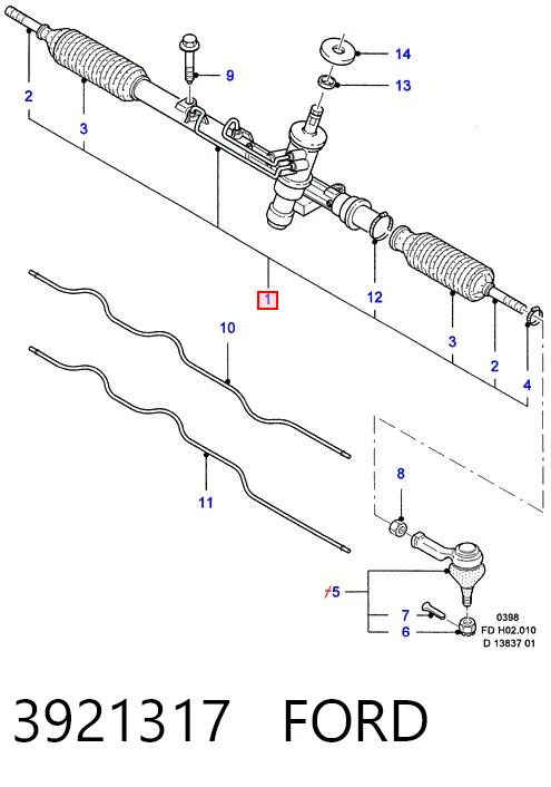 Cremalheira da direção para Ford Mondeo II BFP