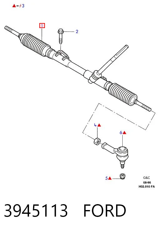 3945113 Ford Cremalheira da direção