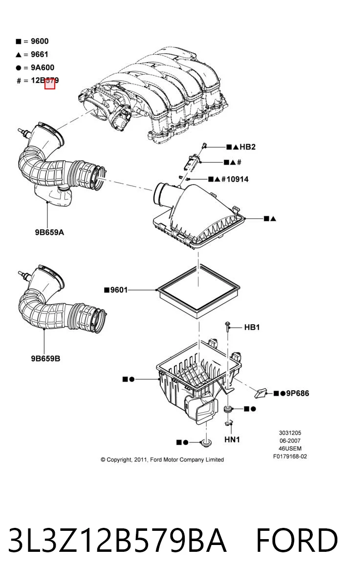 Sensor de fluxo (consumo) de ar, medidor de consumo M.A.F. - (Mass Airflow) para Ford Edge I U387