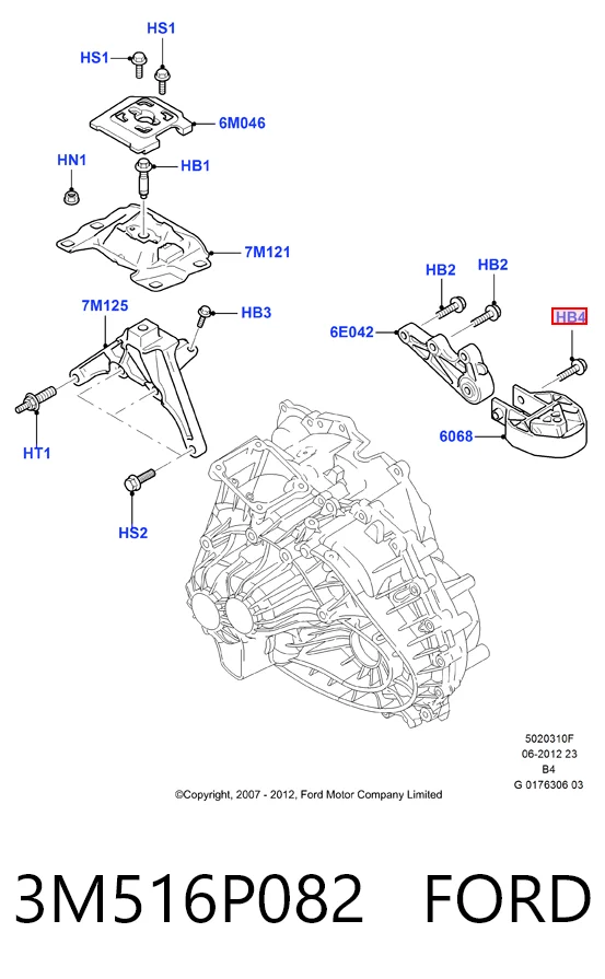 3M516P082 Ford Coxim (suporte) traseiro de motor