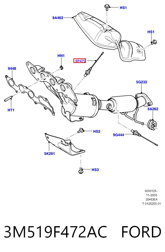 3M519F472AC Ford Sonda lambda, sensor de oxigênio depois de catalisador