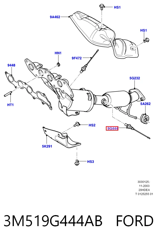 3M519G444AB Ford Sonda lambda, sensor de oxigênio depois de catalisador