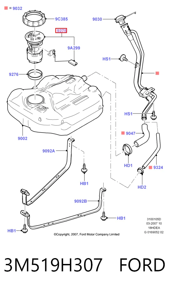 3M519H307 Ford Módulo de bomba de combustível com sensor do nível de combustível