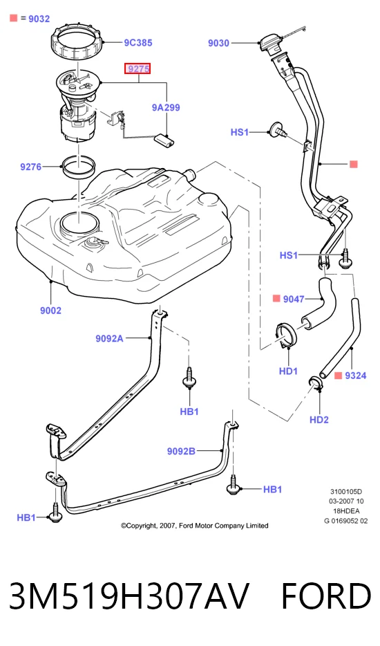 3M519H307AV Ford Módulo de bomba de combustível com sensor do nível de combustível