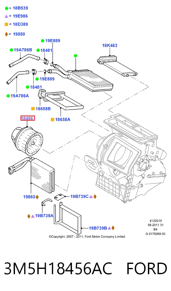 3M5H18456AC Ford Motor de ventilador de forno (de aquecedor de salão)