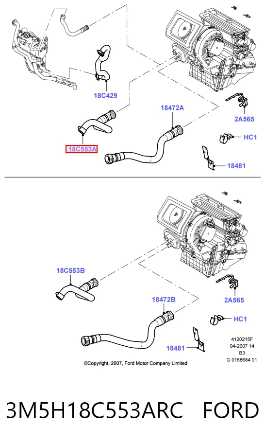 3M5H18C553ARC Ford Mangueira do radiador de aquecedor (de forno), fornecimento