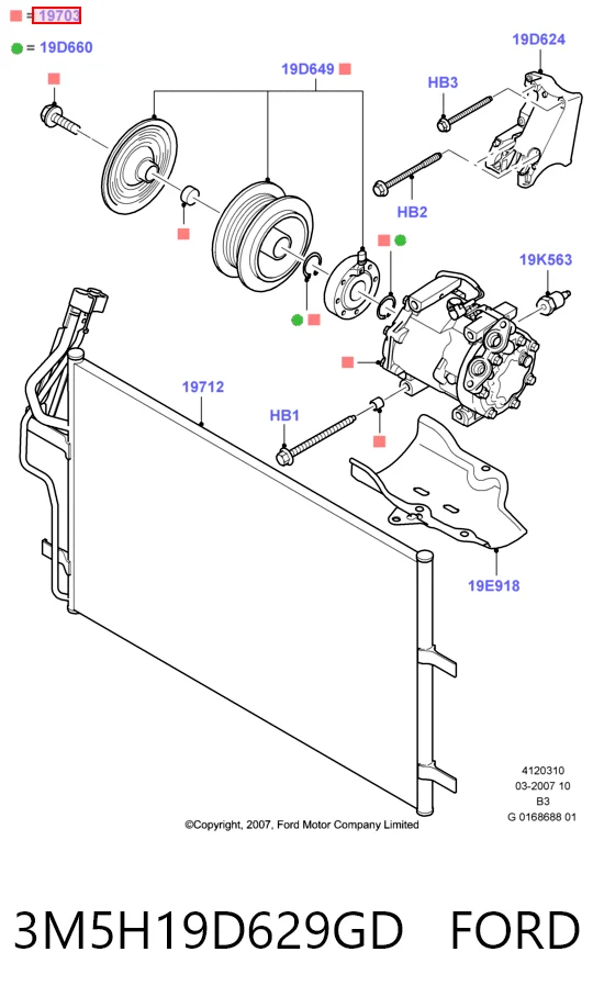 3M5H19D629GD Ford Compressor de aparelho de ar condicionado