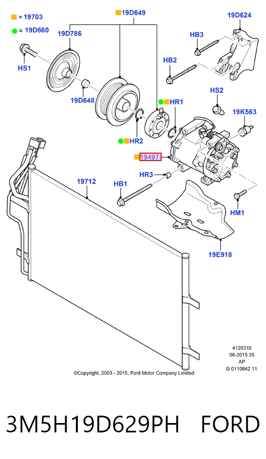 3M5H19D629PH Ford Compressor de aparelho de ar condicionado