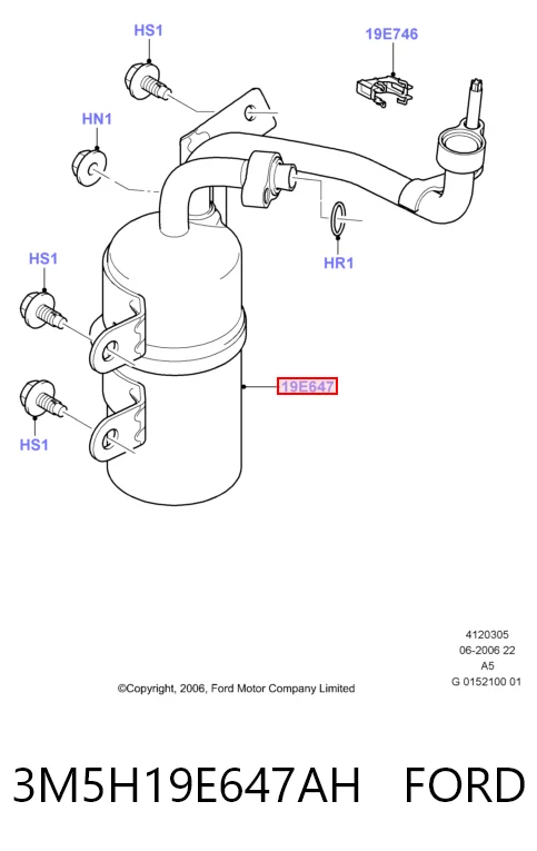 3M5H19E647AH Ford Tanque de recepção do secador de aparelho de ar condicionado