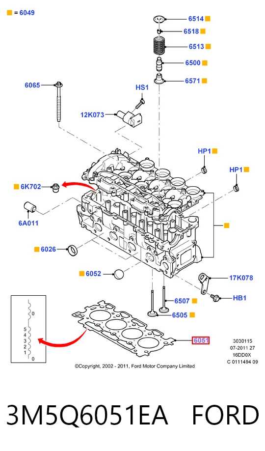 ENT014068 Engitech Vedante de cabeça de motor (CBC)