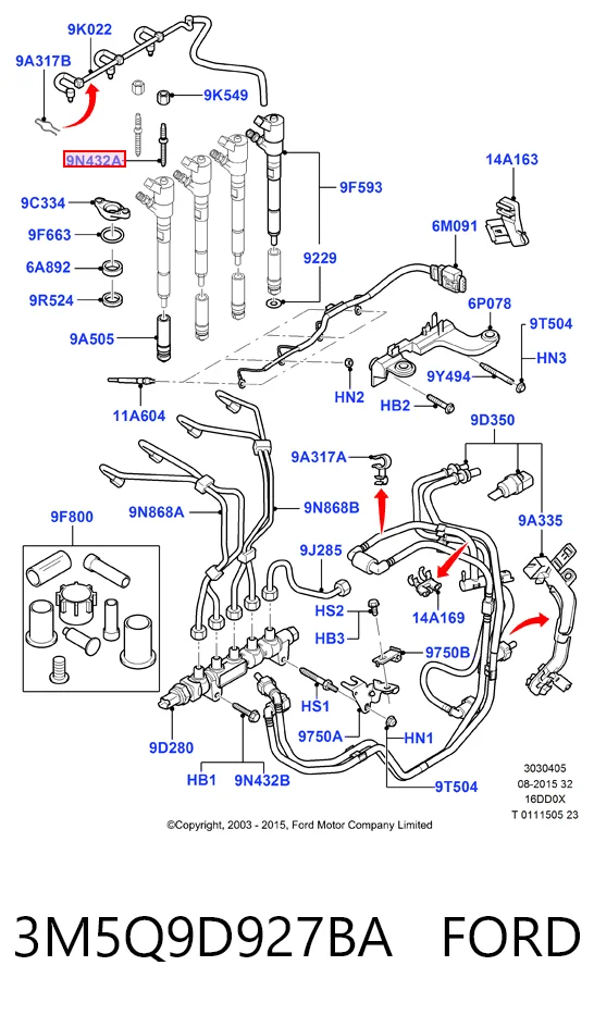 3M5Q9D927BA Ford Parafuso de fixação do injetor