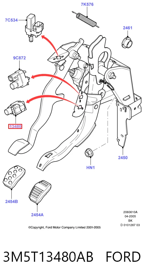 3M5T13480AB Ford Sensor de ativação do sinal de parada
