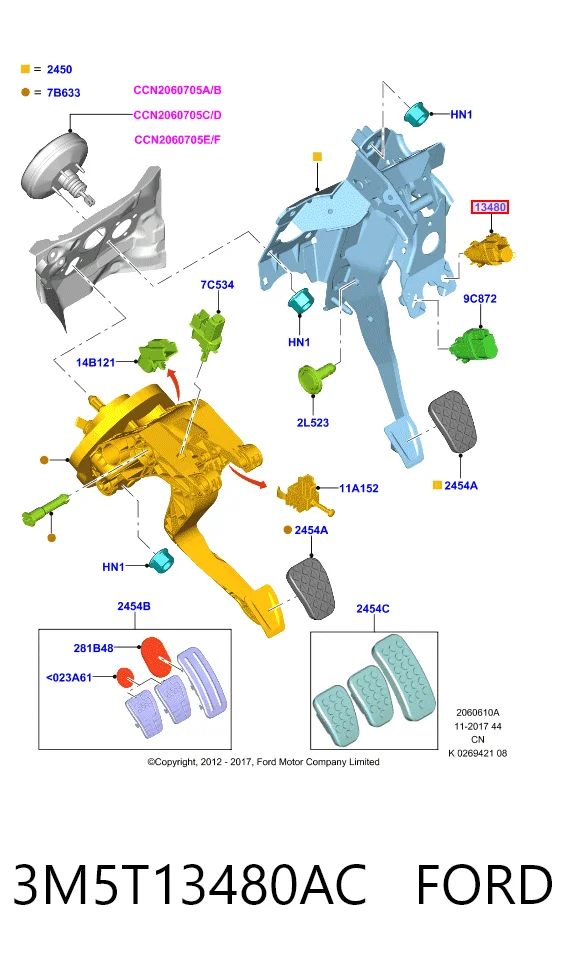 3M5T13480AC Ford Sensor de ativação do sinal de parada