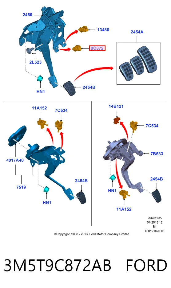 3M5T9C872AB Ford Sensor de ativação do sinal de parada