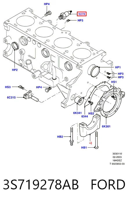 3S719278AB Ford Sensor de pressão de óleo