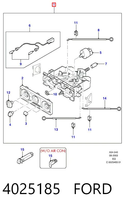 Unidade de controlo dos modos de aquecimento/condicionamento para Ford Ranger ER