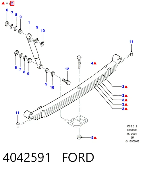 Suspensão de lâminas traseiro para Ford Ranger  ER