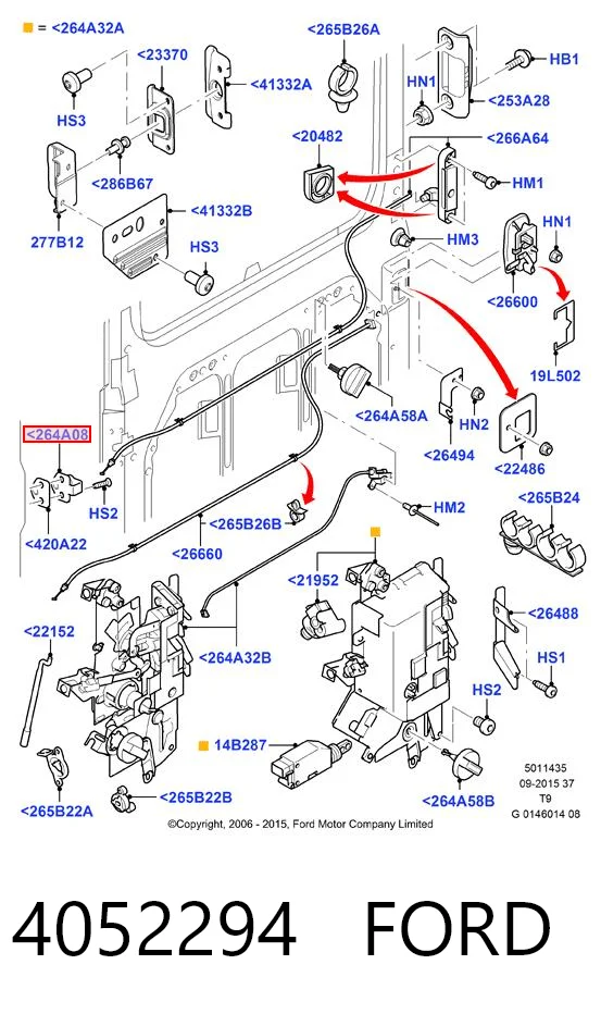 4052294 Ford Gozno de garra (parte complementar) de fecho da porta deslizante