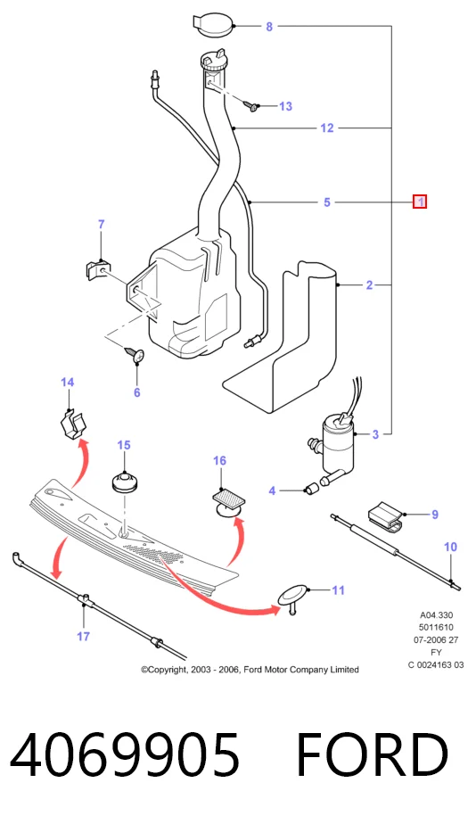 Tanque de fluido para lavador de vidro para Ford Transit V V184/5