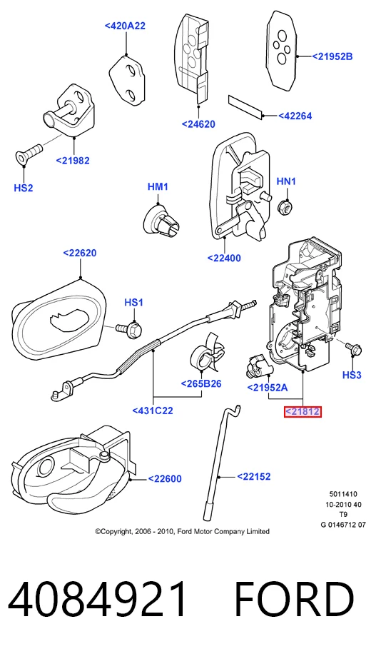 Fecho da porta dianteira esquerda Ford Transit V V184/5