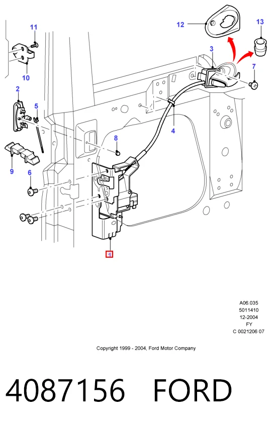  Fecho da porta dianteira esquerda Ford Transit V сaixa (V184/5) (2000 - 2006) V