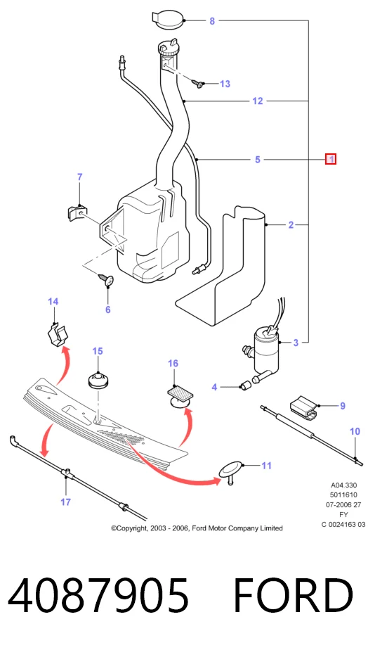 Tanque de fluido para lavador de vidro Ford Transit V V184/5
