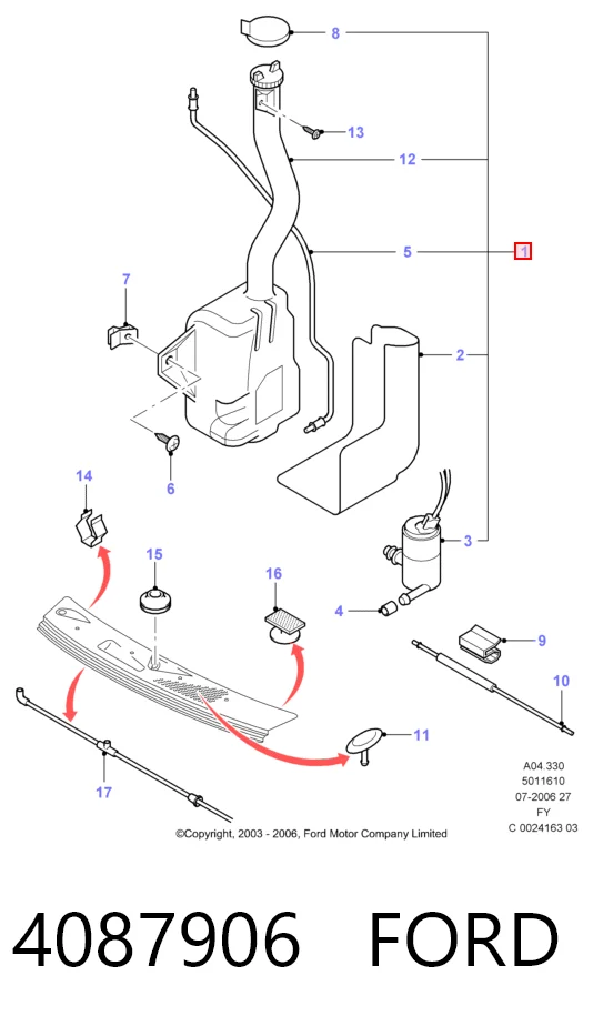  Tanque de fluido para lavador de vidro Ford Transit V сaixa (V184/5) (2000 - 2006) V