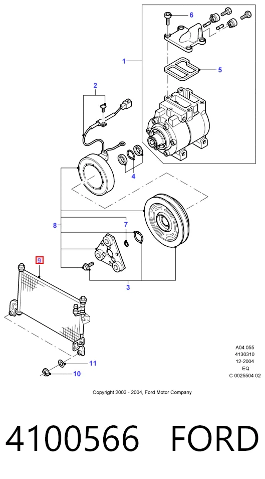  Radiador de aparelho de ar condicionado Ford Ranger pick-up (ER) (1999 - 2003) 