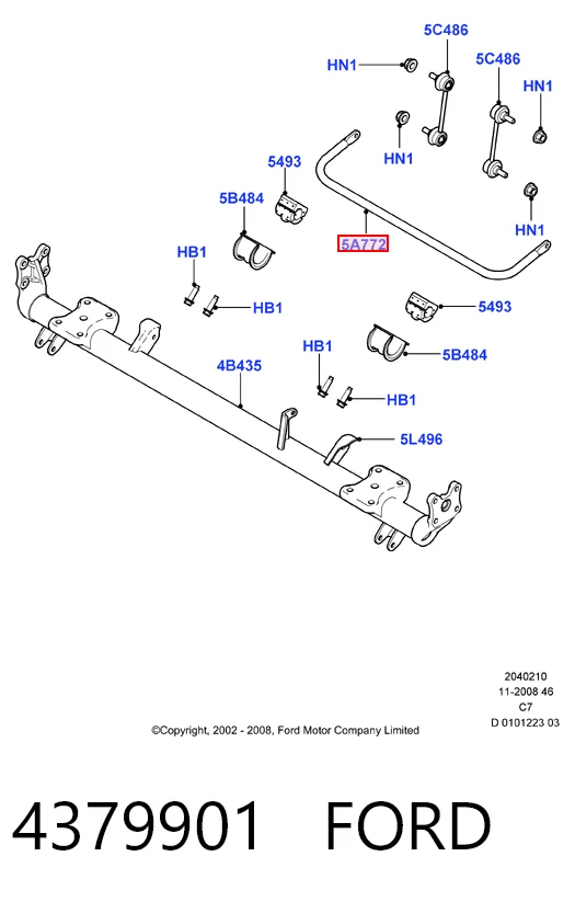 Estabilizador traseiro para Ford Connect TOURNEO PU2
