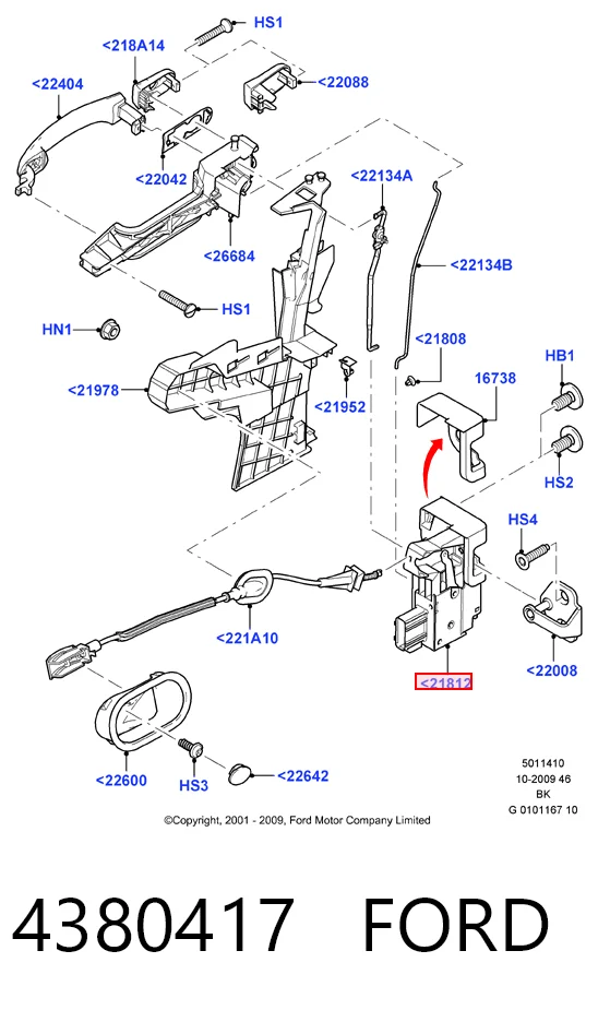Fecho da porta dianteira esquerda Ford Fiesta Mk5 JH, JD