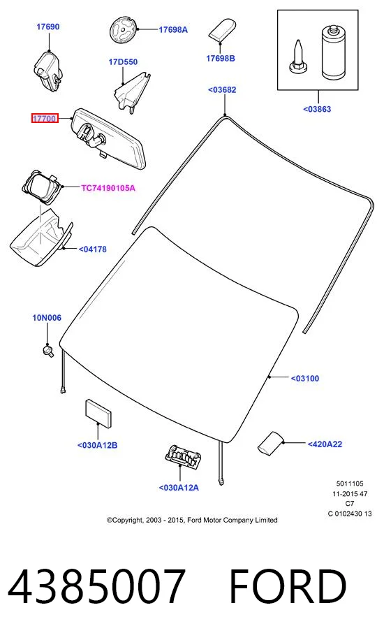 4385007 Ford Espelho de salão interno