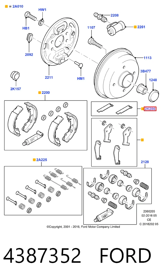  Mecanismo de aproximação (de auto-aproximação) das sapatas de tambor (kit de reparação levadiça) Ford Connect TOURNEO ônibus (PU2) (2002 - 2013) TOURNEO