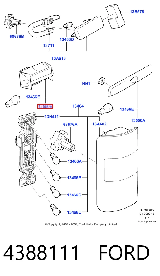 4388111 Ford Lanterna da luz de fundo de matrícula traseira