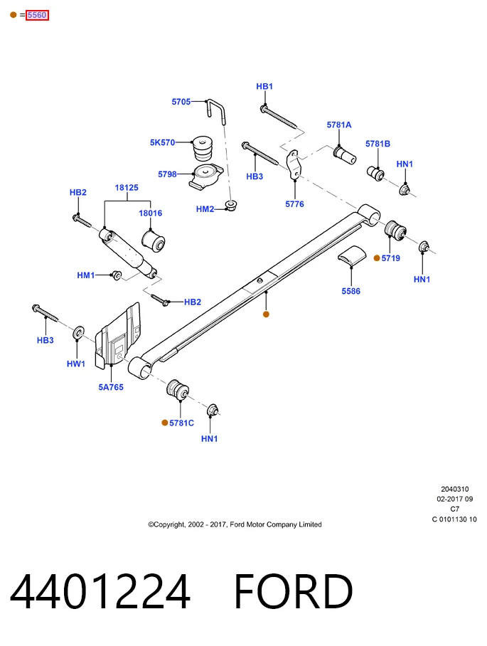 Suspensão de lâminas traseiro Ford Connect  TC7