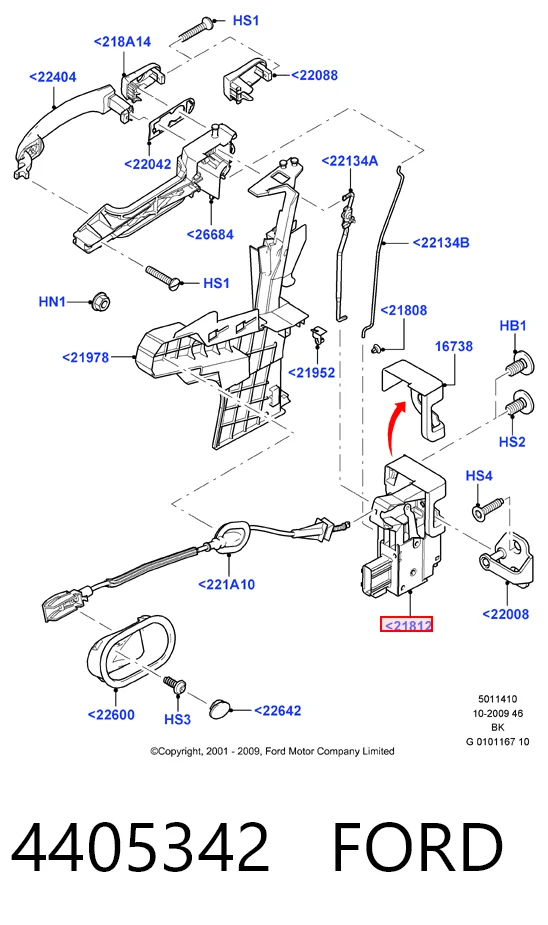  Fecho da porta dianteira esquerda Ford Fiesta Mk5 hatchback (JH, JD) (2001 - 2008) Mk5