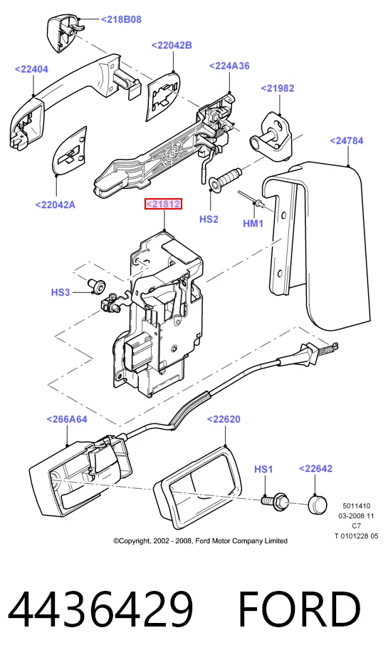  Fecho da porta dianteira esquerda Ford Connect сaixa (TC7) (2002 - 2013) 