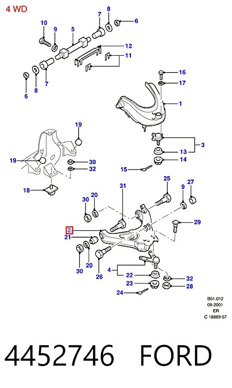 Compre UH7534350A Mazda Braço oscilante inferior esquerdo de suspensão dianteira
