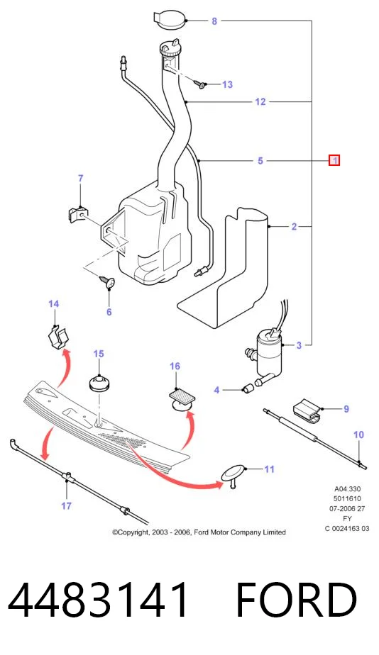 Tanque de fluido para lavador de vidro para Ford Transit V V184/5