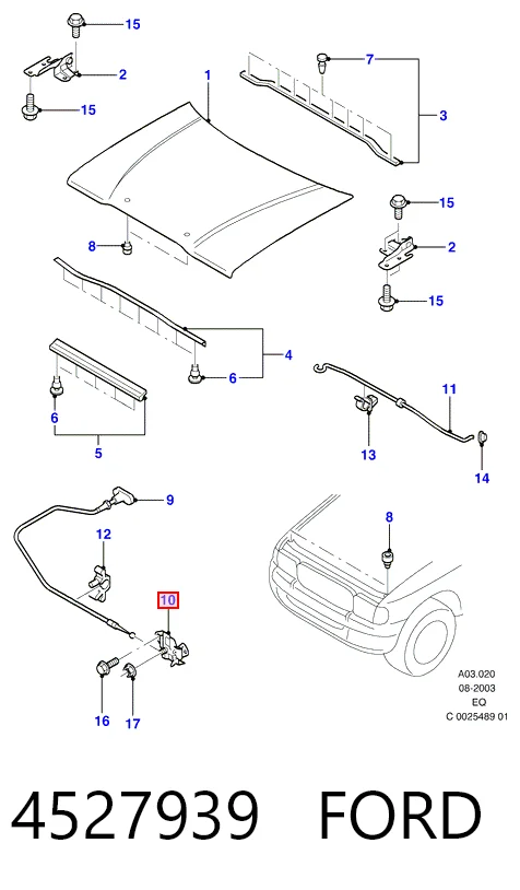 Fecho da capota para Ford Ranger  EQ