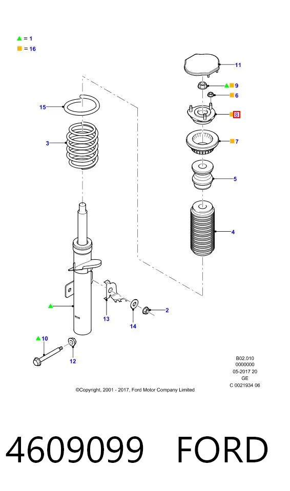 4609099 Ford Suporte de amortecedor dianteiro