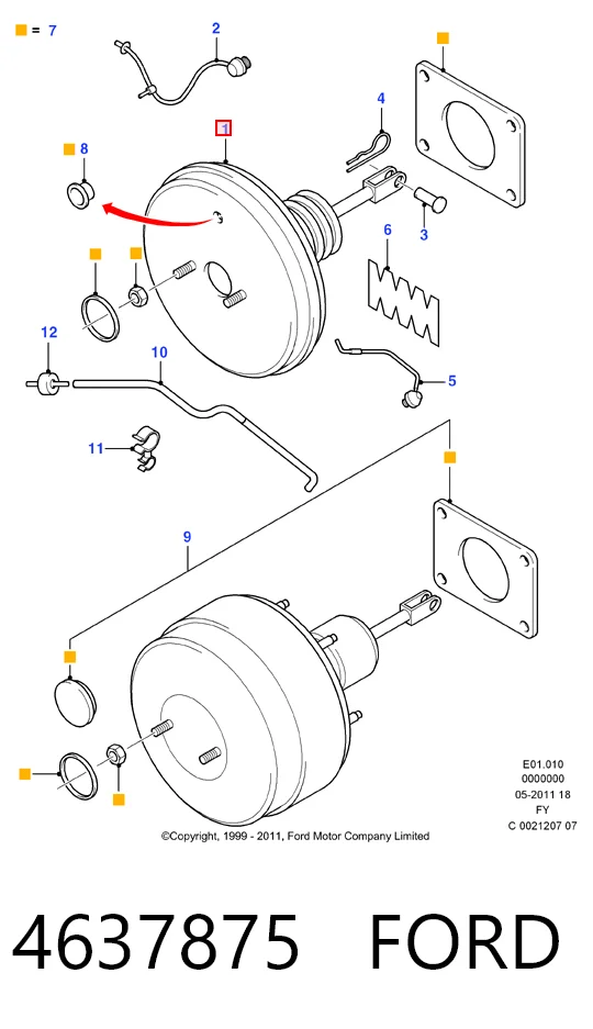 Reforçador dos freios a vácuo Ford Transit V V184/5