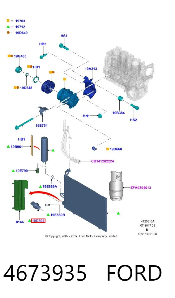 4673935 Ford Sensor de pressão absoluta de aparelho de ar condicionado
