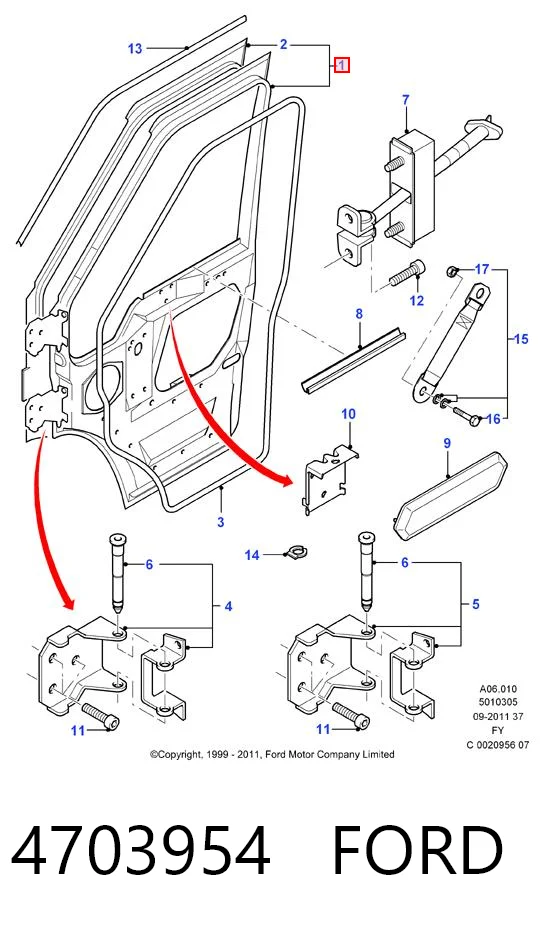 Porta dianteira esquerda para Ford Transit V V184/5